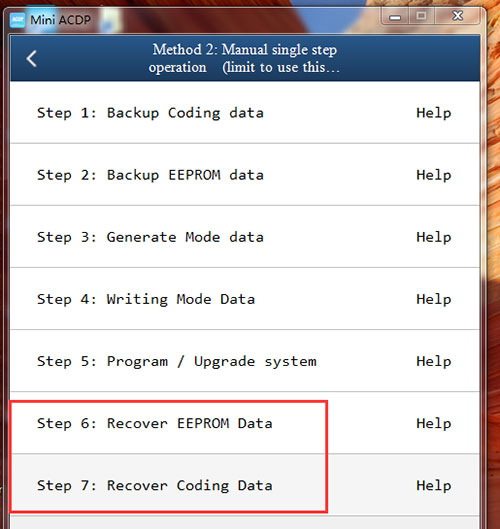 mini acdp fail to backup coding data solution 8